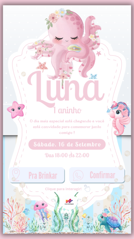 Convite Interativo Simples Fundo do Mar