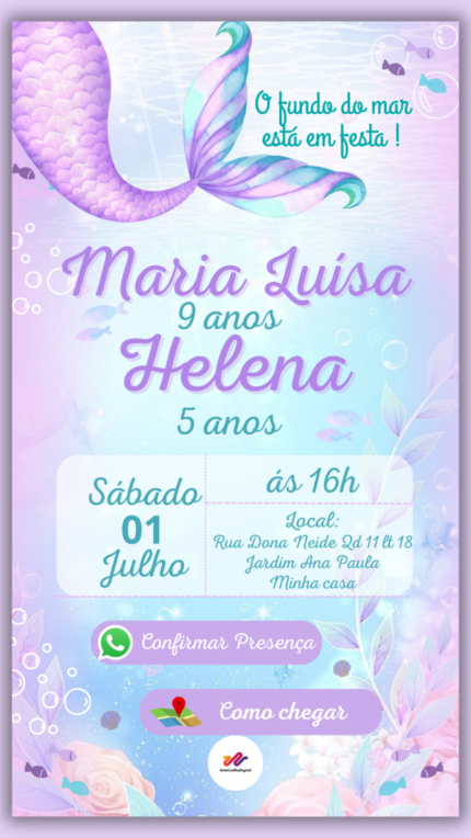 Convite Interativo Simples Fundo do Mar