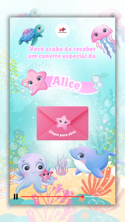 Convite Interativo Gold Plus Fundo do Mar