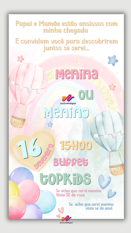 Convite Digital Chá de Revelação