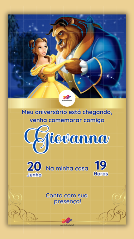 Convite Digital A Bela e a Fera