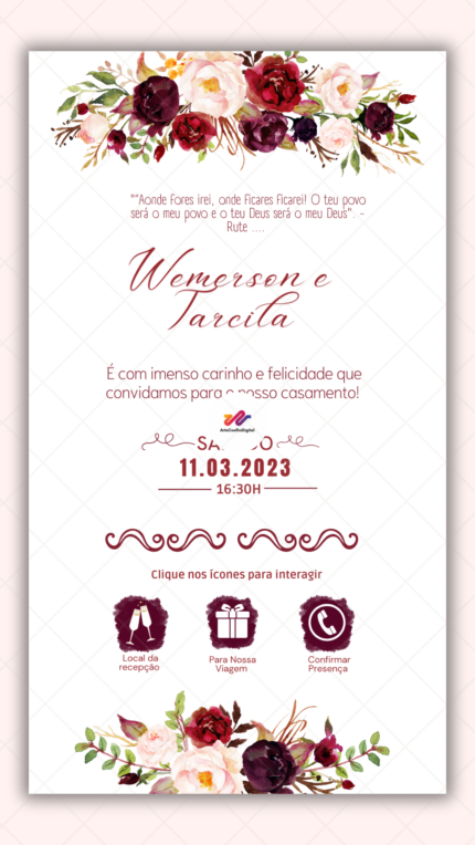 Convite Interativo Casamento Marsala