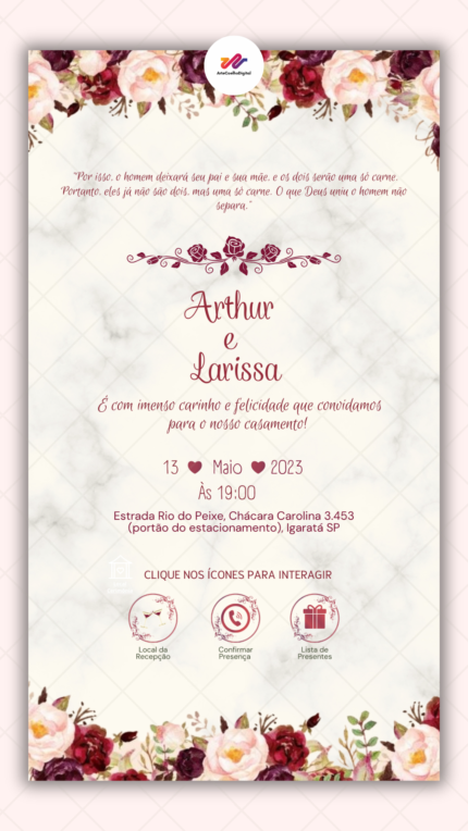 Convite Interativo Casamento Marsala