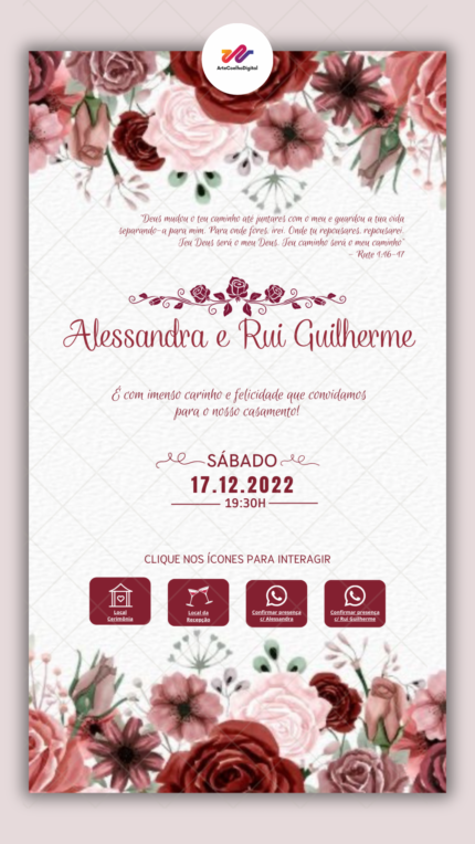 Convite Interativo Casamento Marsala