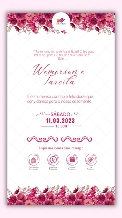 Convite Interativo Casamento Fúcsia
