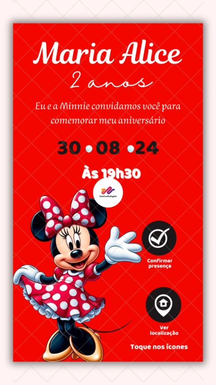 Convite Interativo Minnie Vermelha