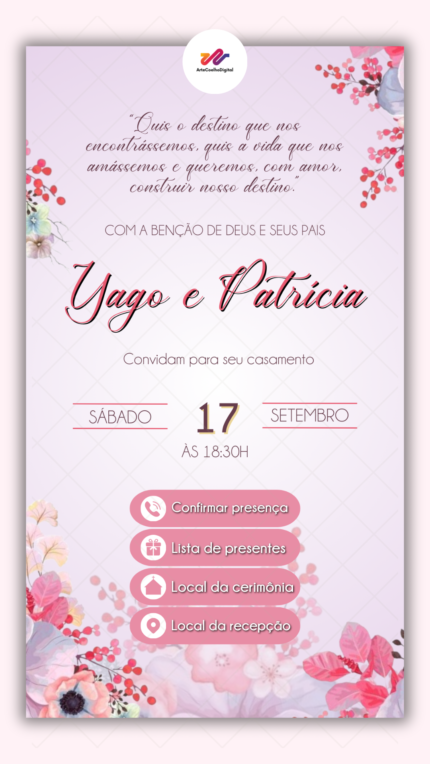 Convite Interativo Casamento Rosa