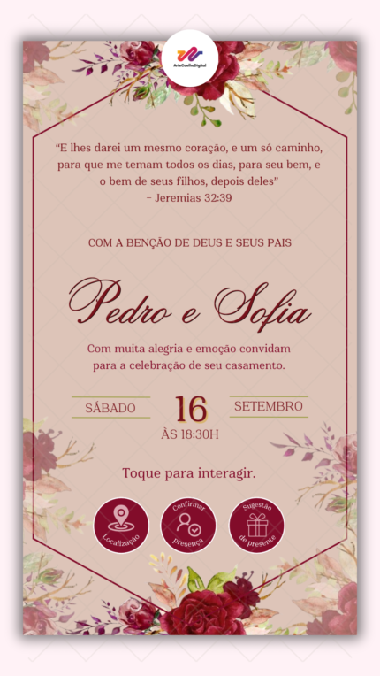 Convite Interativo Casamento Marsala