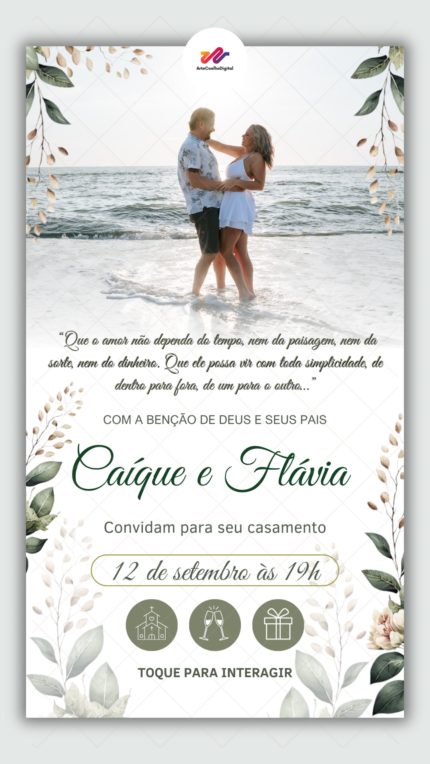 Convite Interativo Casamento Verde Oliva