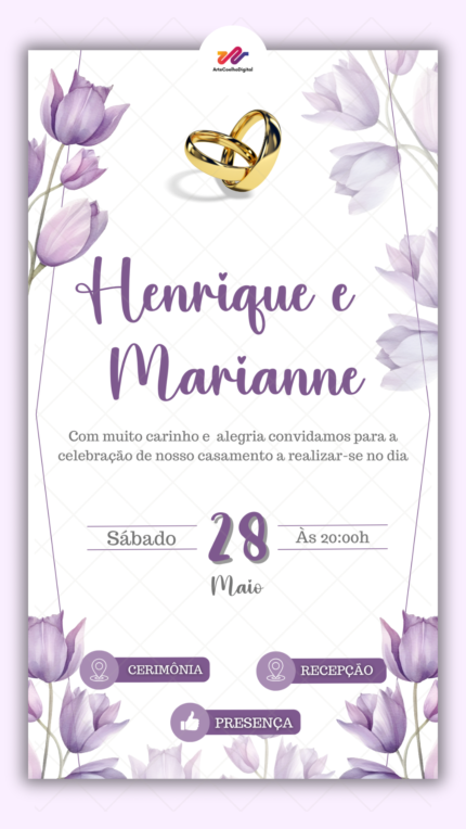 Convite Interativo Casamento Lilás