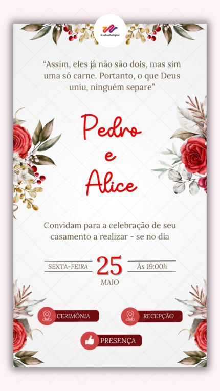 Convite Interativo Casamento Vermelho