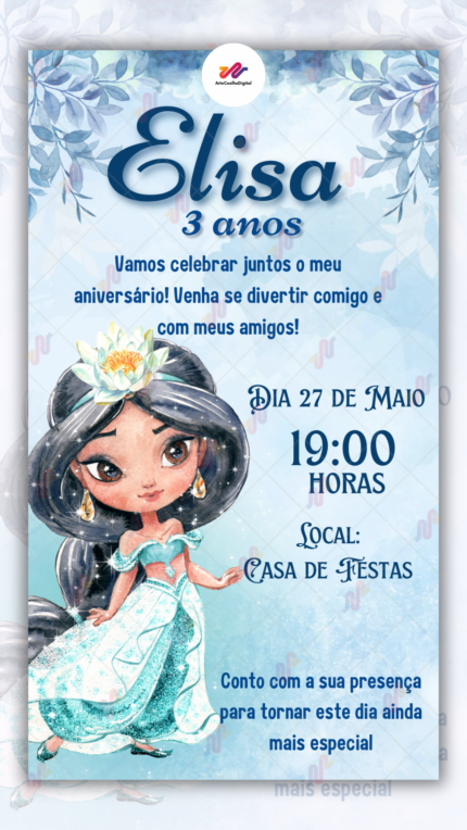 Convite Digital Princesa Jasmine