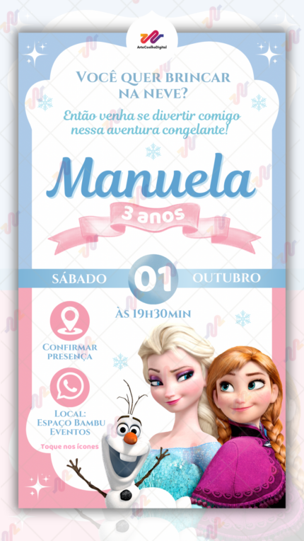 Convite Interativo Simples Frozen