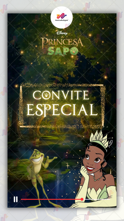 Convite interativo gold Plus Princesa Tiana