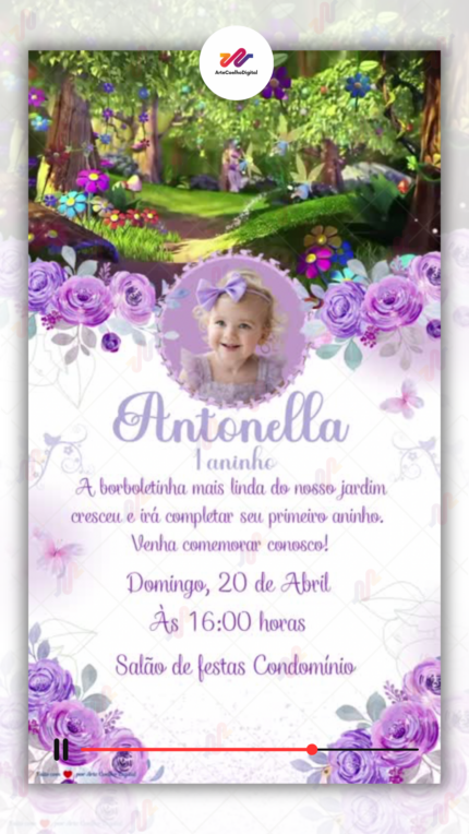 Convite Animado simples Jardim Encantado