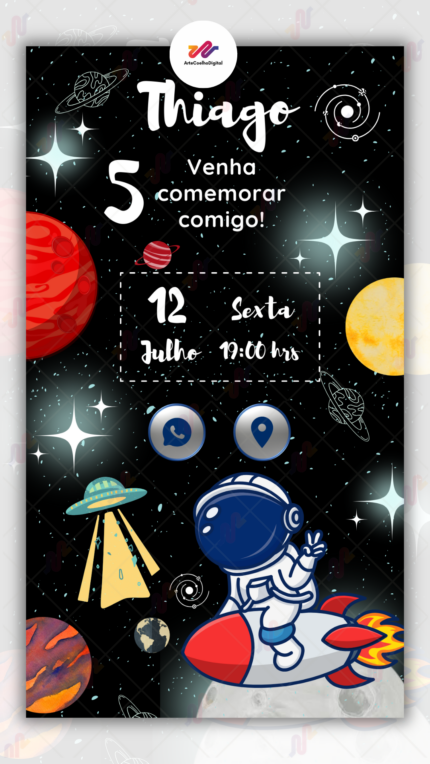 Convite Interativo simples Astronauta