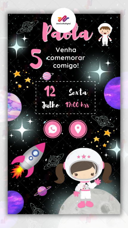 Convite Interativo simples Astronauta