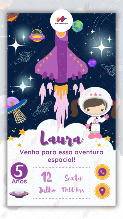 Convite Interativo simples Astronauta