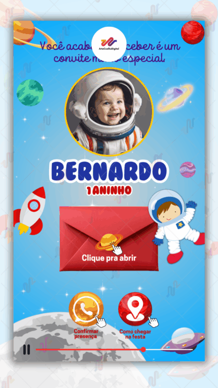 Convite interativo gold Plus Astronauta