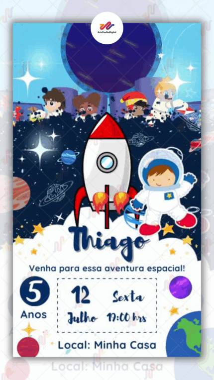 Convite Animado Simples Astronauta