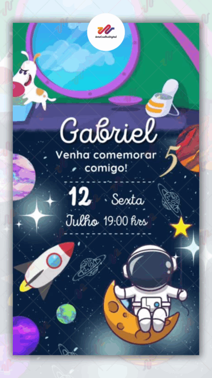 Convite Animado Simples Astronauta