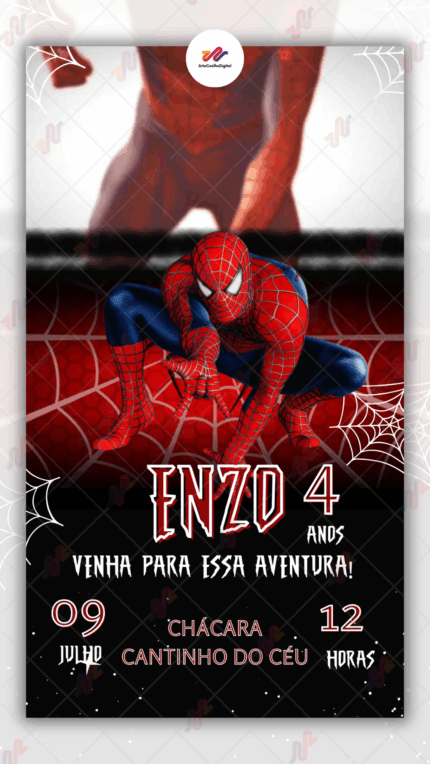 Convite animado Homem aranha