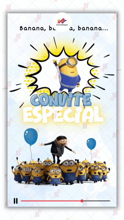 Convite animado Plus Minions