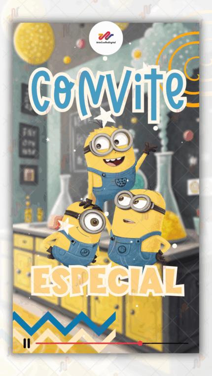 Convite animado Plus Minions