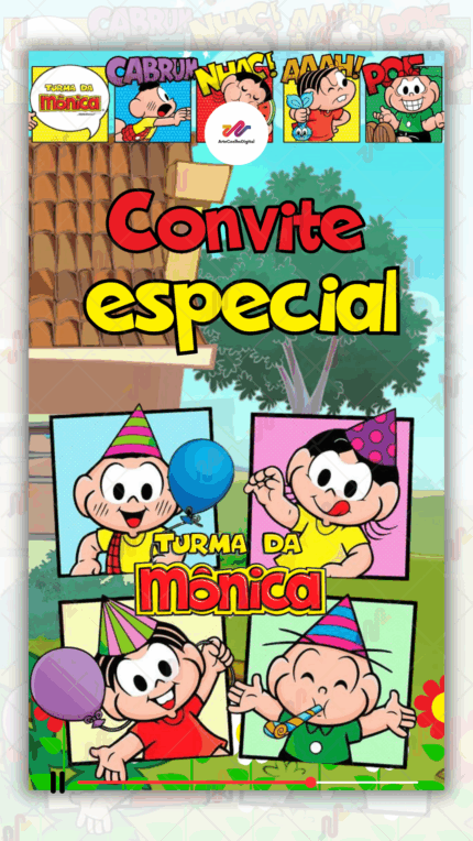 Convite Animado Plus Turma da Monica