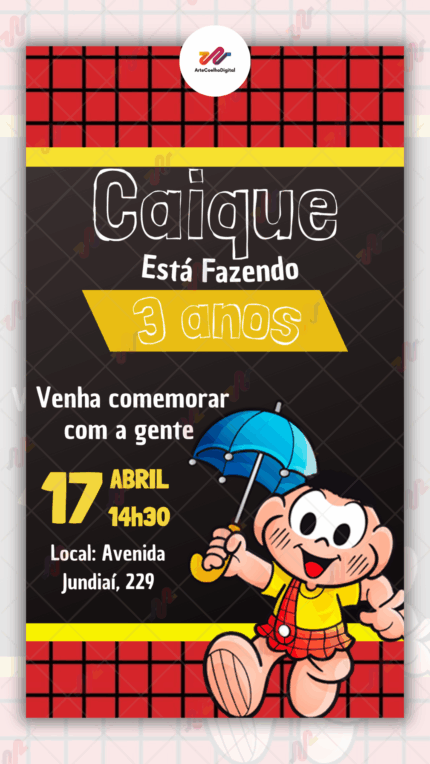 Convite Digital Cascão - Turma da Monica