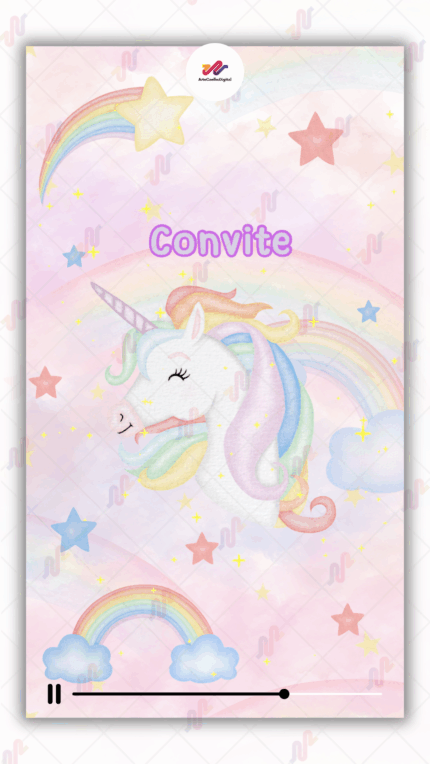 Convite Animado Plus Unicórnio