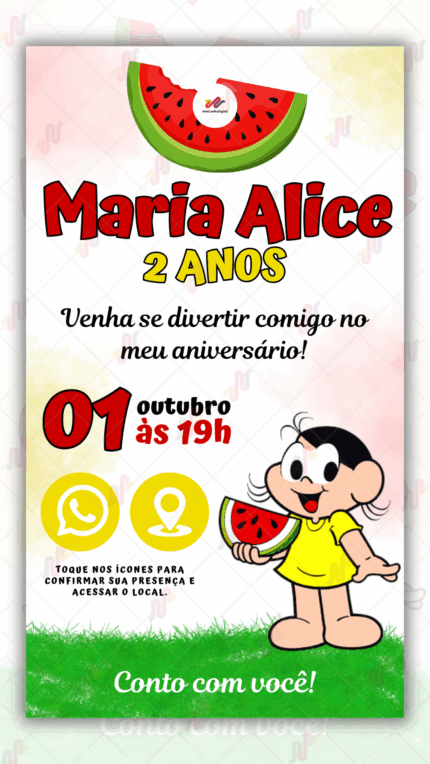 Convite Interativo Simples Turma da Monica